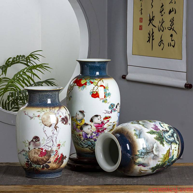 Jingdezhen ceramic vase hand - made vases, flower arrangement sitting room dried flowers, modern Chinese style household small ornament adornment