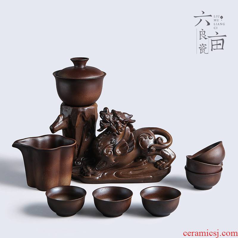 Semi automatic tea set contracted household ceramics lazy people make tea, creative kung fu tea cups of a complete set of