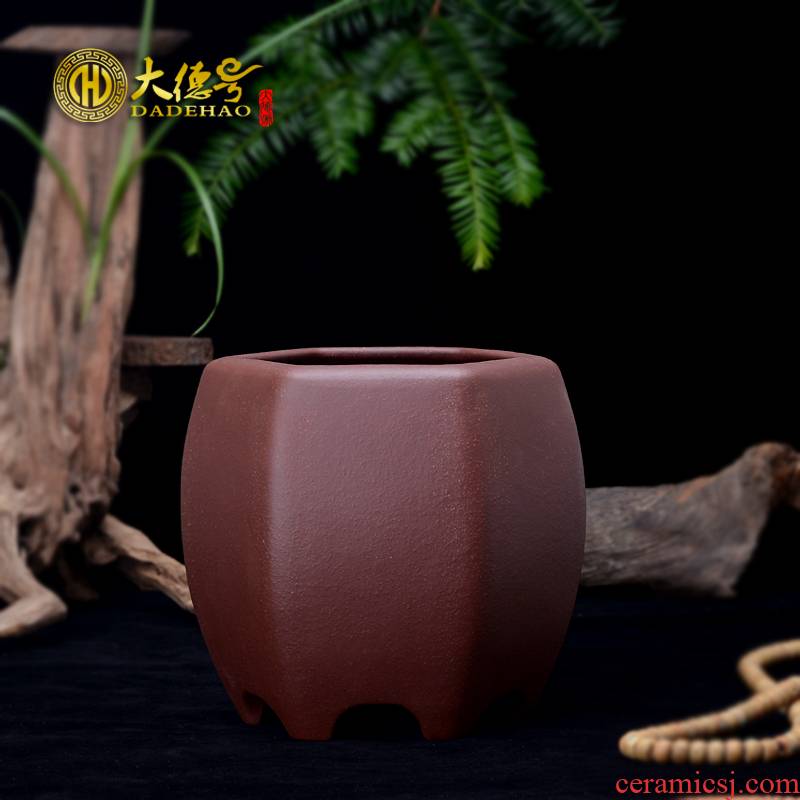 Greatness, yixing undressed ore purple sand flowerpot exquisite bonsai pot purple clay Guo expressions using basin clivia six - party orchids