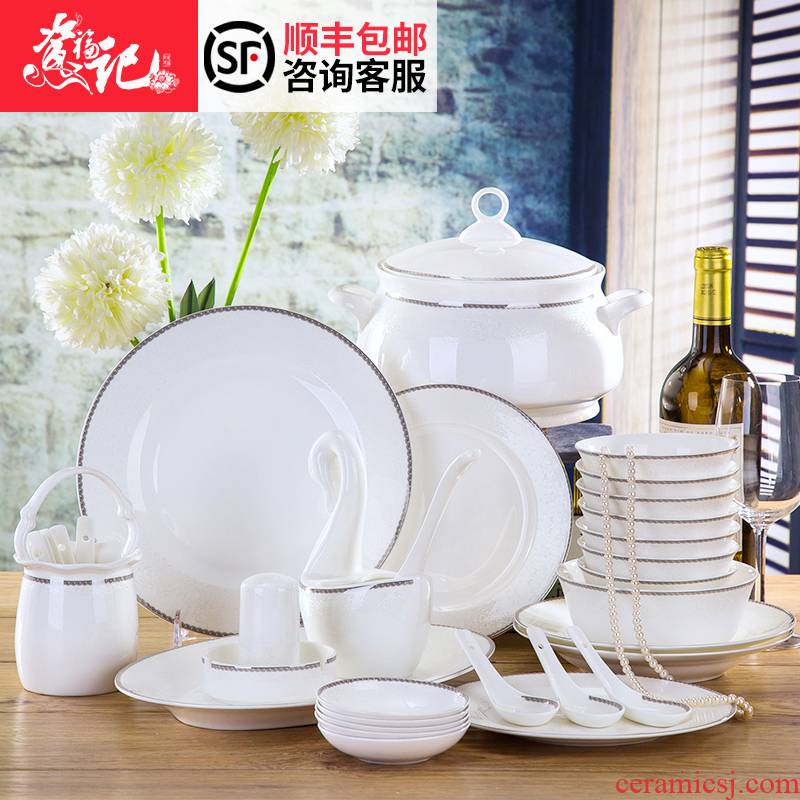 Tableware suit jingdezhen contracted Chinese chopsticks combination ipads China Tableware dishes suit household gifts