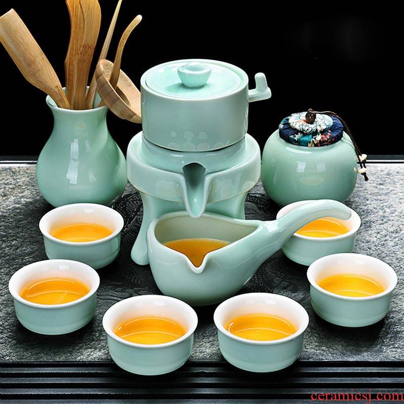 Lazy semi - automatic graphite tea set ceramic teapot teacup whole household contracted kung fu tea
