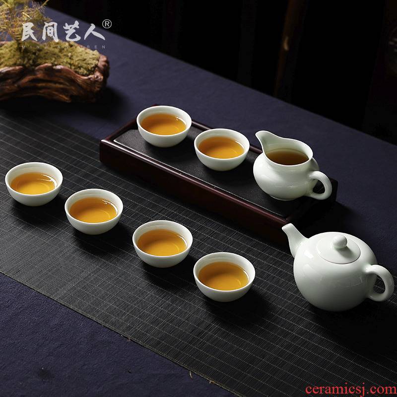 Pure checking porcelain jingdezhen kung fu tea set home tea ware teapot reasonable combination sample tea cup of tea