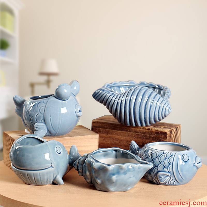 End of Marine animals, simple flow glaze continental ideas more lovely move ceramic flower pot, small and pure and fresh meat of