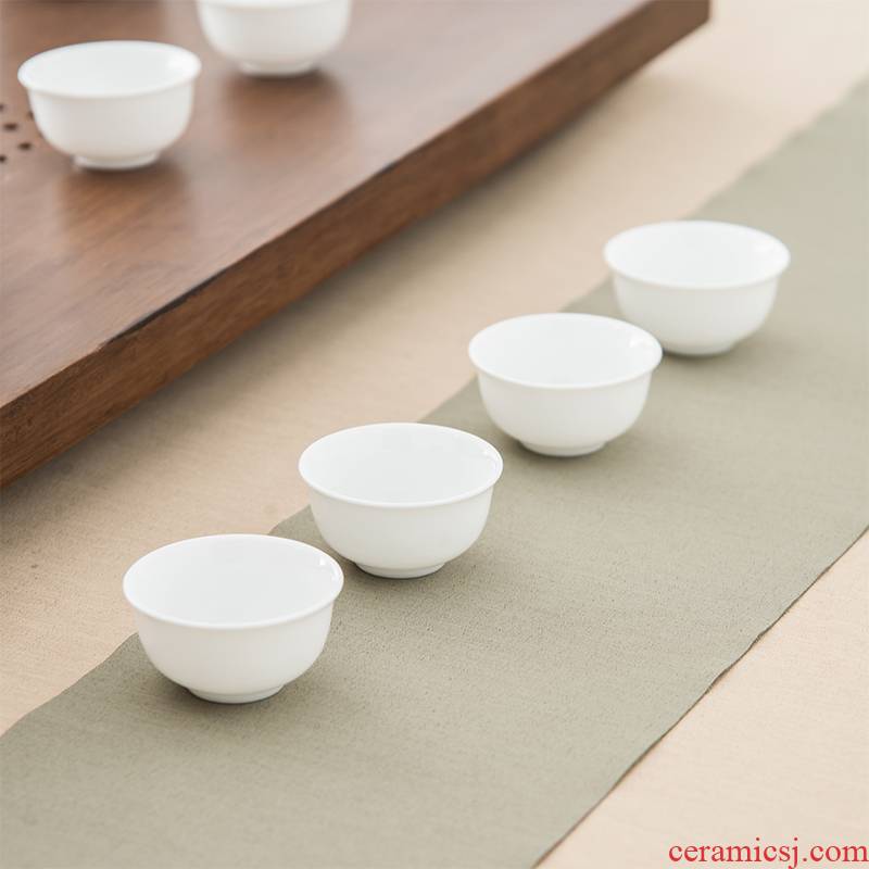 The high time household kunfu tea cups white porcelain jade porcelain sample tea cup, master cup ceramic tea cup bowl, pure white