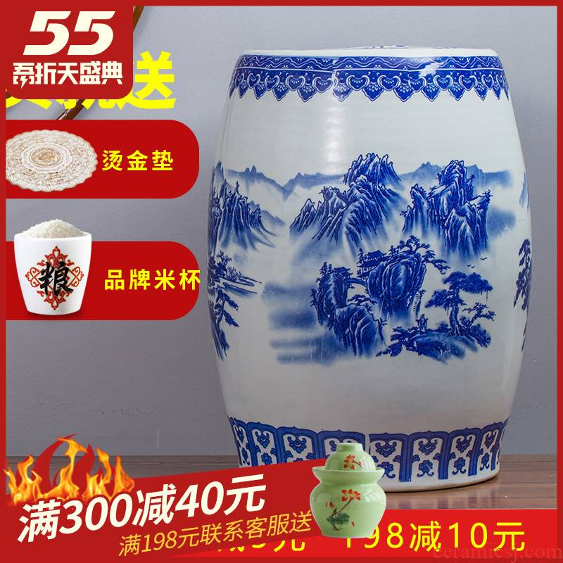 50 kg loading ceramic barrel rice bucket 30 jins 20 jins storage bins household insect moistureproof flour with cover seal box