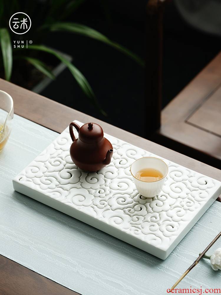 Cloud contracted household xiangyun ceramic tea tray amphibious operation dry small pot of water storage type bearing plate of tea saucer