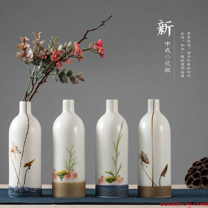 Jingdezhen hand - made lucky bamboo floret bottle furnishing articles new Chinese flower arranging creative move artistic ceramic flower implement sitting room