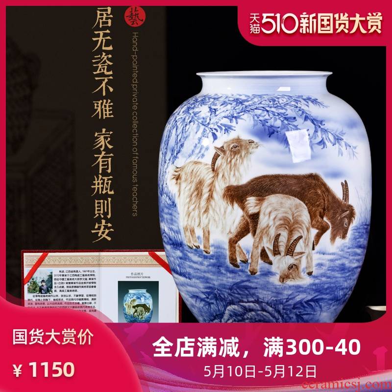 Master hand draw animal zodiac ceramic vases, jingdezhen ceramics decoration craft gift collection furnishing articles