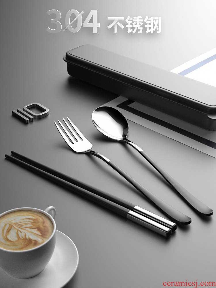Chopsticks spoons suit single fork feed students receive a case to carry commuters portable three - piece cutlery boxes