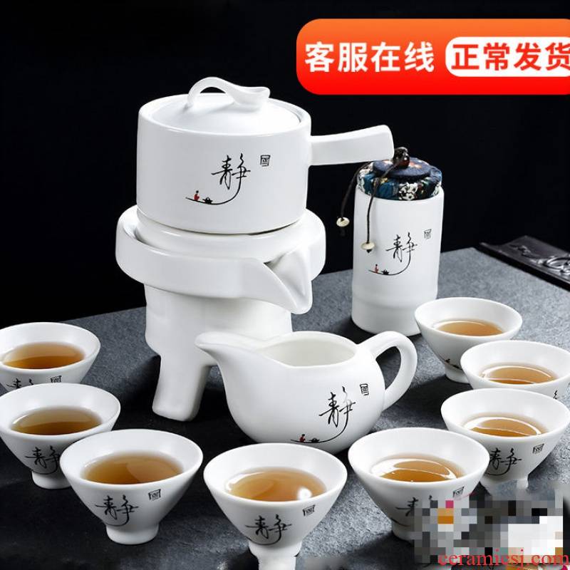 Ice crack glaze complete semi - automatic kung fu tea set the whole outfit lazy man with tea is ceramic teapot teacup violet arenaceous