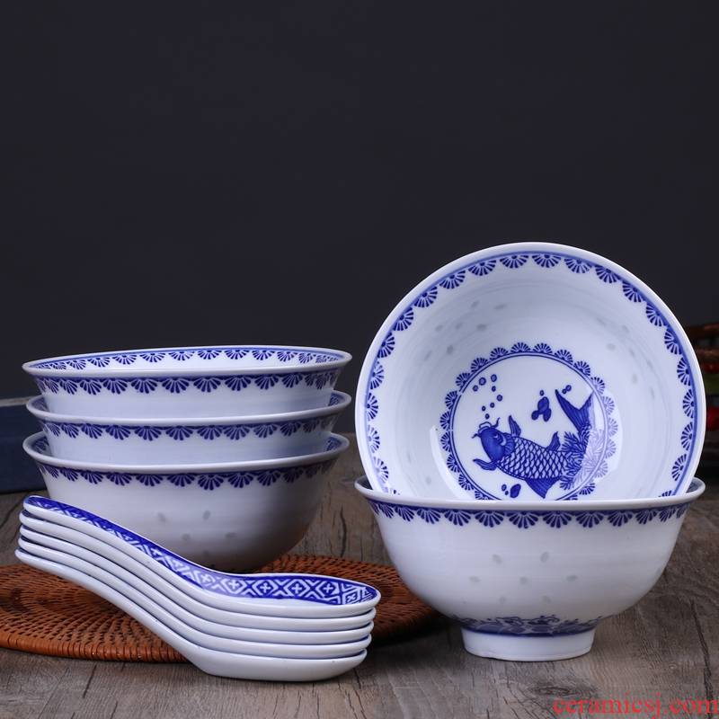 Blue and white porcelain bowls suits for domestic ltd. restoring ancient ways is 5 inches and exquisite tableware eat bread and butter of jingdezhen ceramic bowl, small bowl