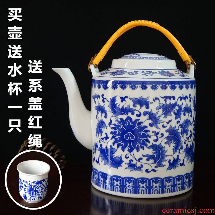 Jingdezhen porcelain explosion - proof heat resistant ceramic girder pot of cold water oversized large capacity mail nostalgic old teapot bag