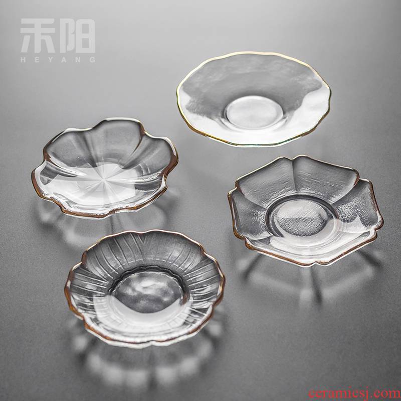 Send Yang glass cup mat circular sample tea cup pad insulation pad butterfly saucer kung fu tea tea tea accessories
