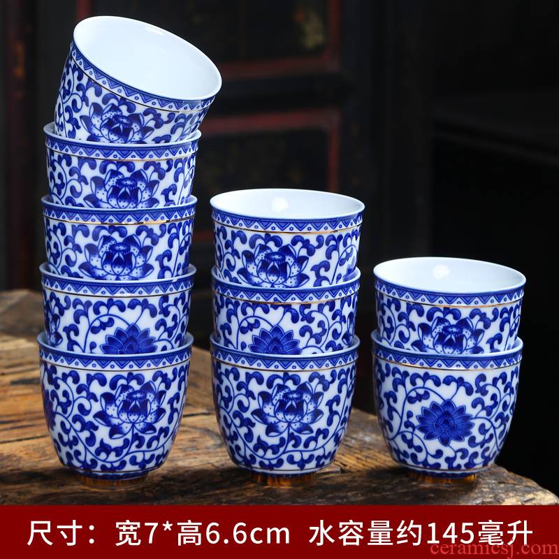 Colored enamel sample tea cup masters cup ceramic kung fu tea tea cups jingdezhen blue and white porcelain, gift cup