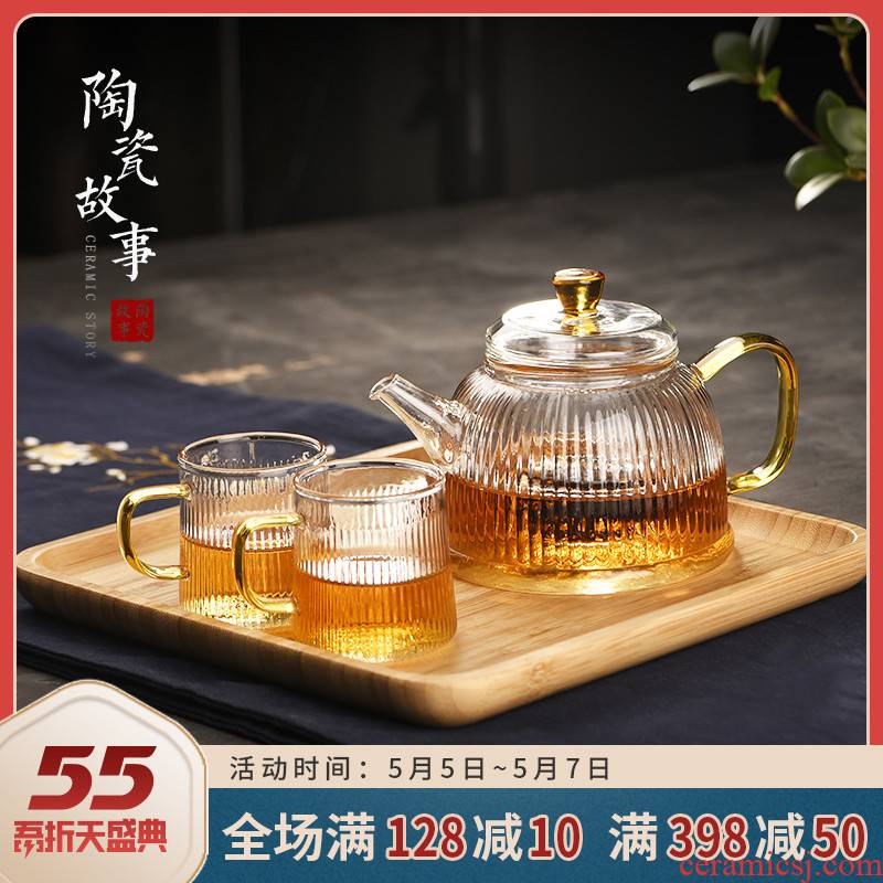 Ceramic glass teapot story single flower pot pot of tea separation Japanese little teapot tea ware