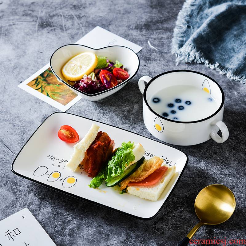 Creative picking cutlery set ceramic bowl of a food web celebrity breakfast Japanese dishes single lili home children