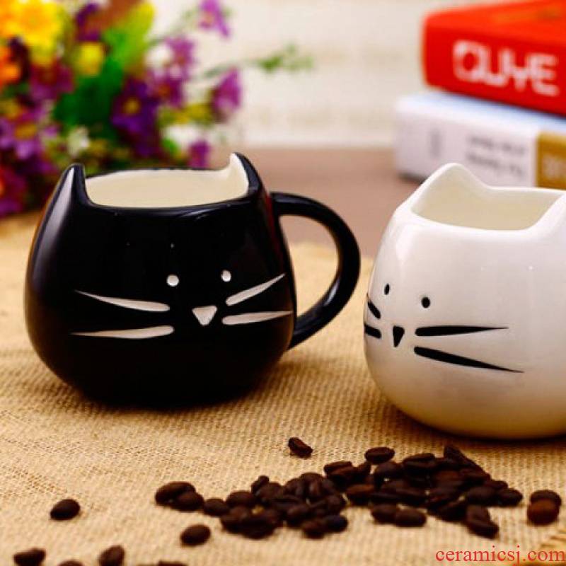 Jingdezhen ceramic, black and white cat express it in ceramic cup contracted couples mark cup for cup cat coffee cup