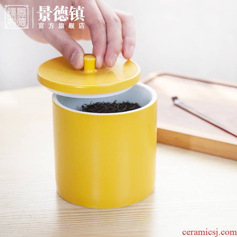 Jingdezhen flagship store ceramic household caddy fixings pure color gift boxes of sealing small store content box of puer tea
