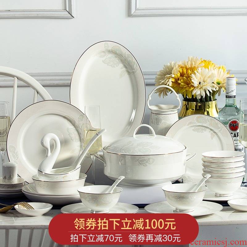 Orange leaf ipads porcelain tableware dishes suit Chinese style household European - style jingdezhen ceramics dishes chopsticks combination
