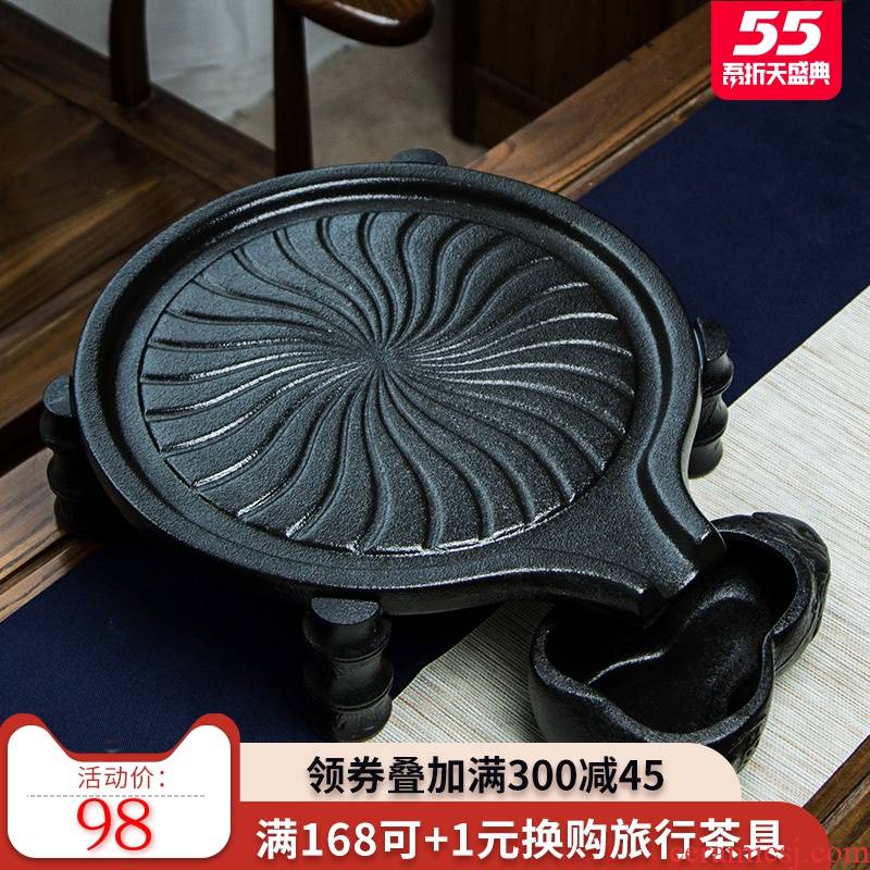 Stone mill black ceramic tea tray was home store drainage type restoring ancient ways kung fu tea tea dry mercifully contracted circular tray
