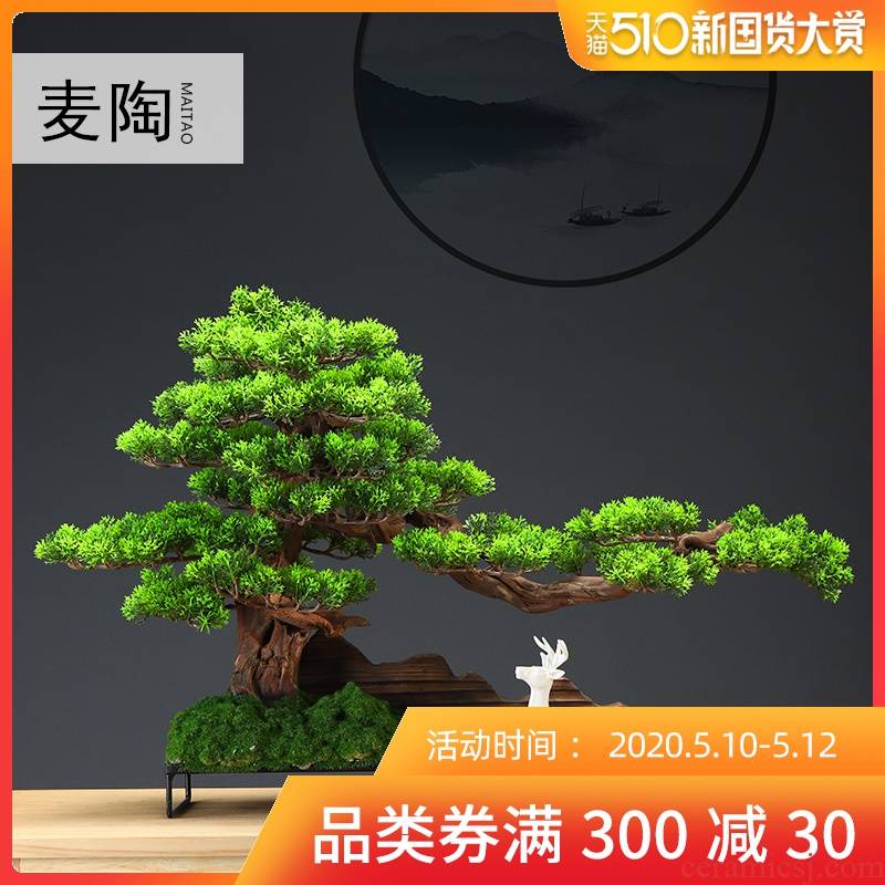 Simulation guest - the greeting pine bonsai MaiTao new Chinese style household model between ceramic furnishing articles sitting room porch soft outfit green plant