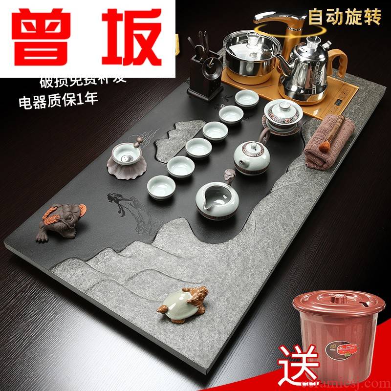 Once sitting sharply stone of a complete set of tea set automatic violet arenaceous kung fu tea tea set household contracted tea tray was big number