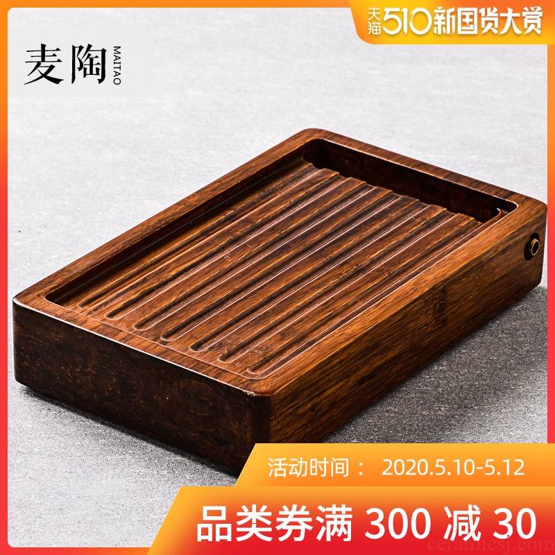 MaiTao heavy bamboo tea tray drawer storage small rectangle bamboo tea table solid wood tea sea mail