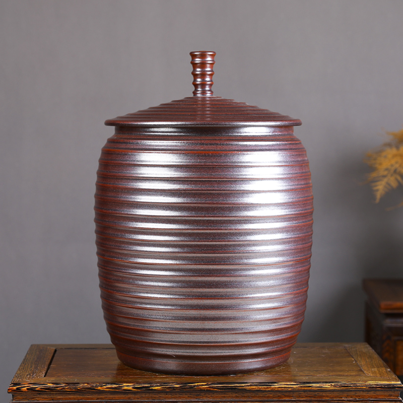 Jingdezhen ceramic barrel with cover ricer box sealing large tea tea cake flour cylinder cylinder cylinder grain storage tank