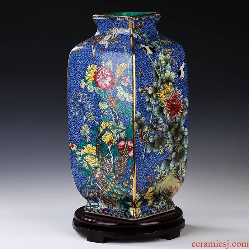 Jingdezhen ceramics see colour enamel pastel archaize square vase TV ark, porch place decoration