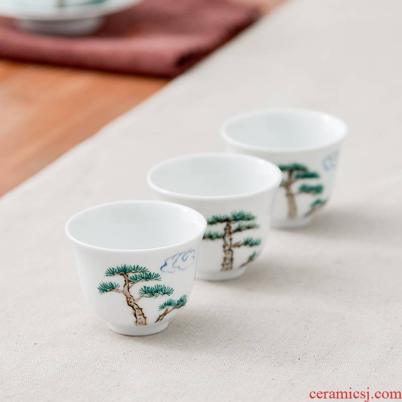 Qiu time household ceramics hand - made kung fu masters cup sample tea cup white porcelain cups contracted a single individual cups cup