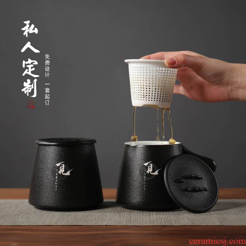 Ceramic filter with cover cup office cup tea cup home office cup gift receives suit custom