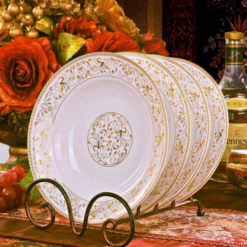 Jingdezhen ceramic circular loading new household deep dish dish dish soup plate creative Europe type microwave special dishes
