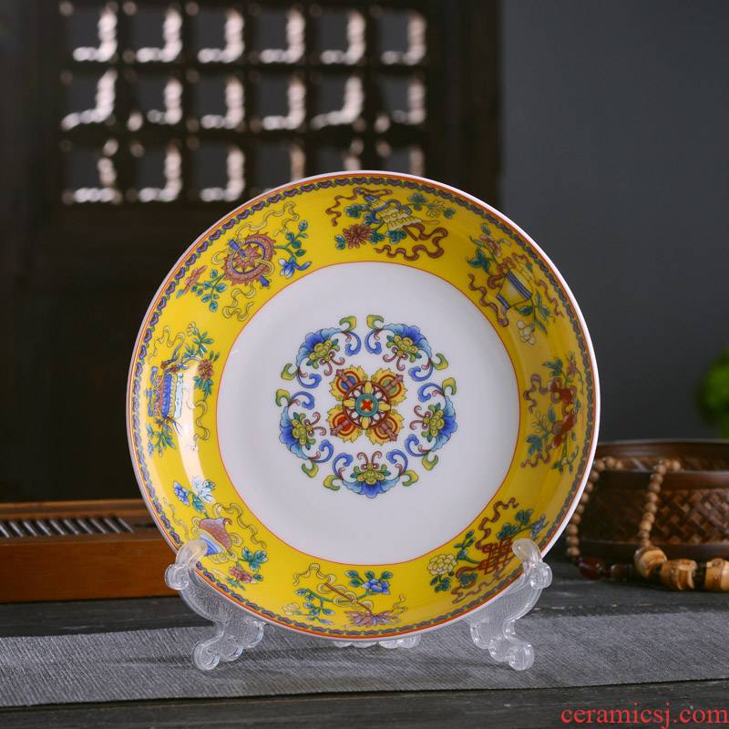 Jingdezhen ceramic plate of Chinese style household ipads porcelain tableware deep dish dish dish dish slag antique Chinese rice pudding "Shang Ping plate