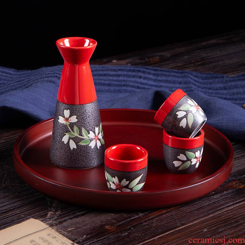 Japanese - style wine suit jingdezhen wine wine drinking rice wine liquor suit the cherry blossom put gift boxes of gifts