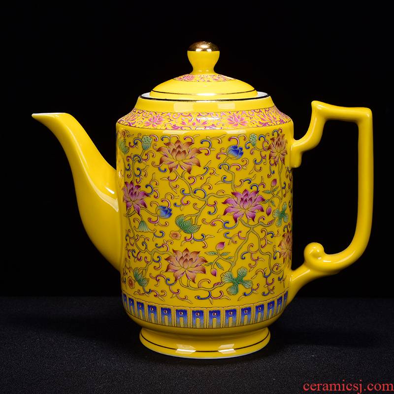 Jingdezhen porcelain extra - large ceramic teapot large - capacity cold large colored enamel kettle kung fu tea teapot