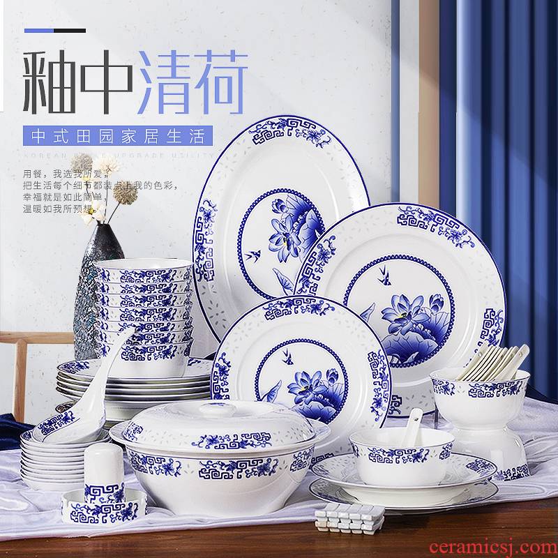 The dishes suit Chinese style household jingdezhen porcelain and ipads porcelain tableware suit to use combined creative dishes