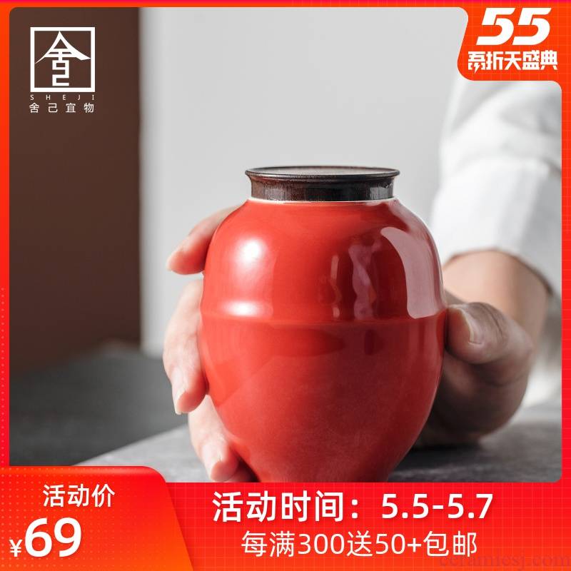 Red Chinese jingdezhen caddy fixings self - "appropriate for the content of the Forbidden City, small ceramic POTS sealed storage POTS small jar jar