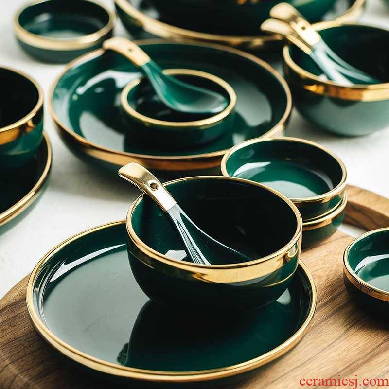 Light key-2 luxury emerald up phnom penh dish suits for 2 web celebrity ceramic dishes dishes to eat bowl western - style food tableware