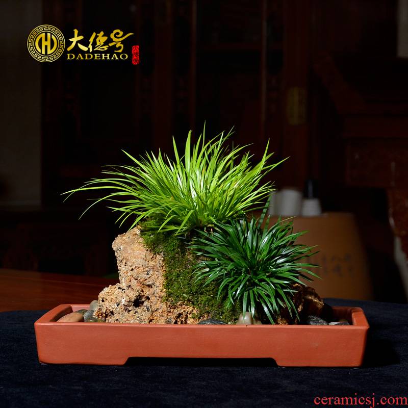 A Rectangle ceramic purple sand flowerpot large water rockery the plants bonsai pot basin breathable hydroponic flower pot pot