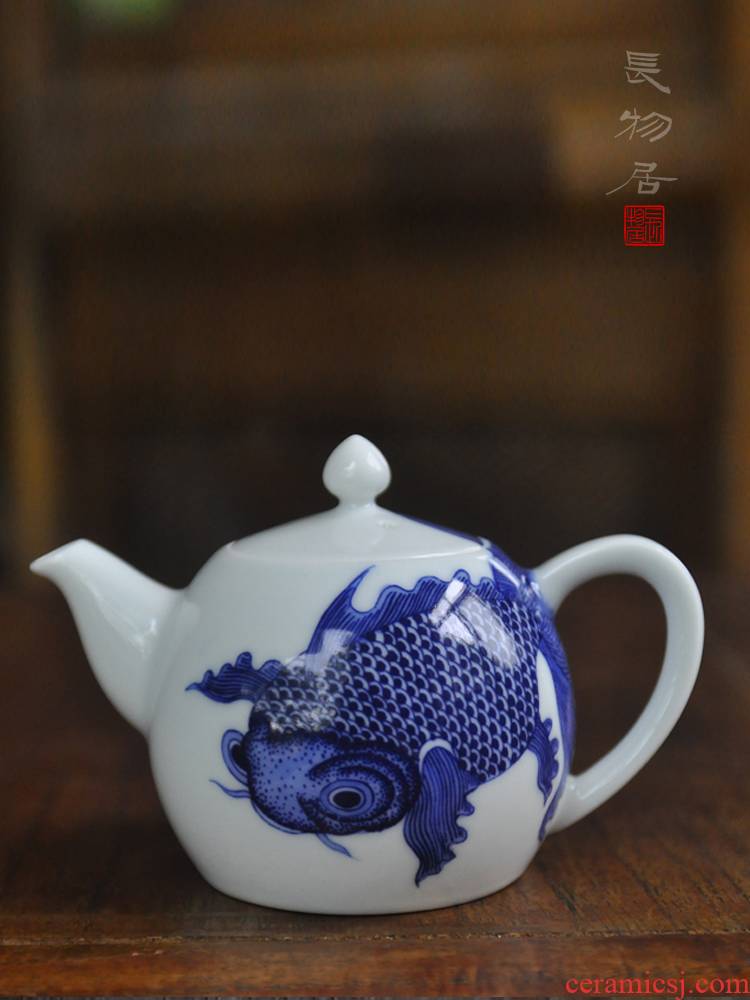 Offered home - cooked at flavour hand - made of gold, blue and white goldfish jingdezhen ceramic teapot tea filter teapot