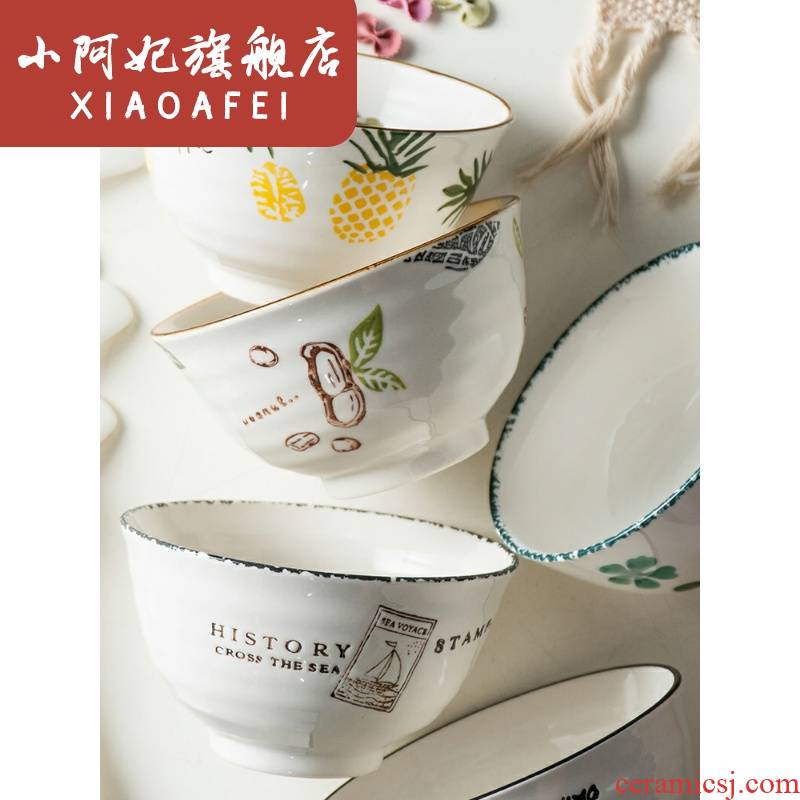Bread and butter of household ceramic bowl porringer individual bowls creative Japanese rice bowl dishes suit northern dishes for dinner