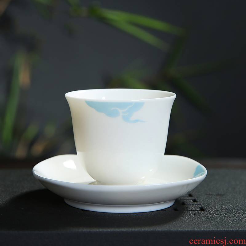 Kung fu tea master cup thin foetus white porcelain bowl with single cup small sample tea cup ceramic cups nine colored deer tea tea