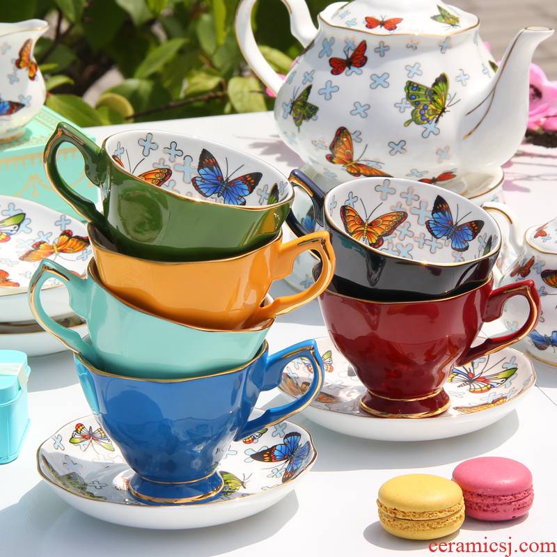 Goods to transport ipads porcelain coffee cup suit European American English afternoon tea set small key-2 luxury pottery red tea cups and saucers