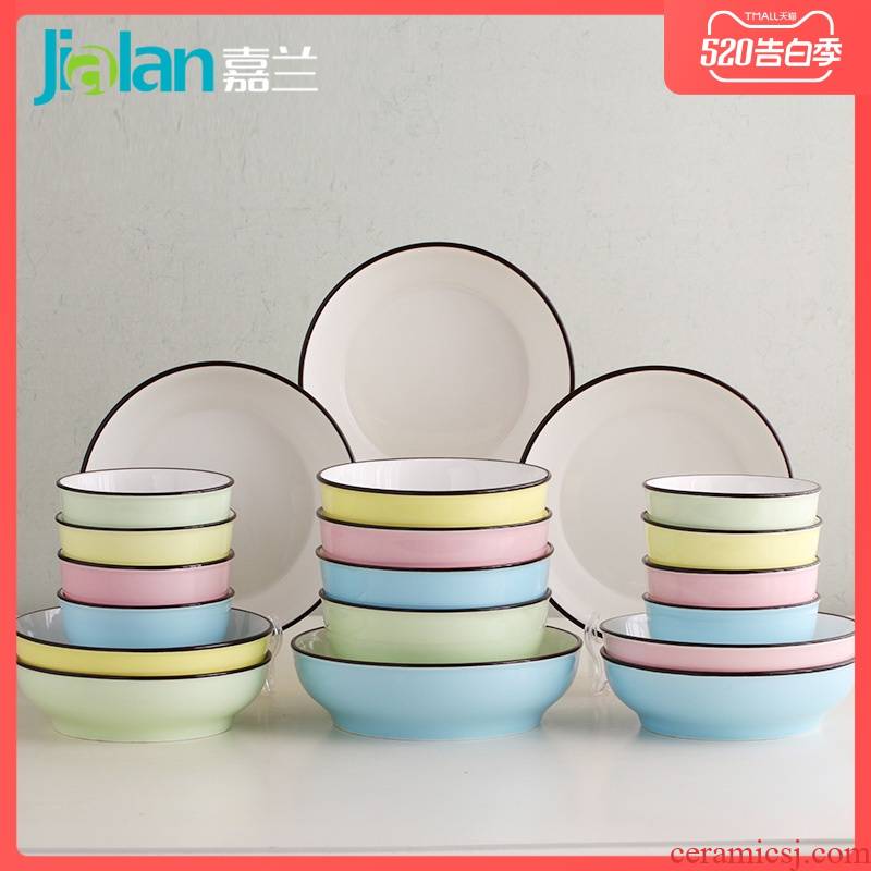 Garland ceramic dishes suit household ideas under the glaze color combination 20 plate suit Japanese contracted to use