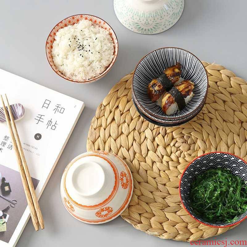Web celebrity single Japanese thread to use of household to eat sweet and wind ceramic salad bowl 4.5 "dormitory rice bowls
