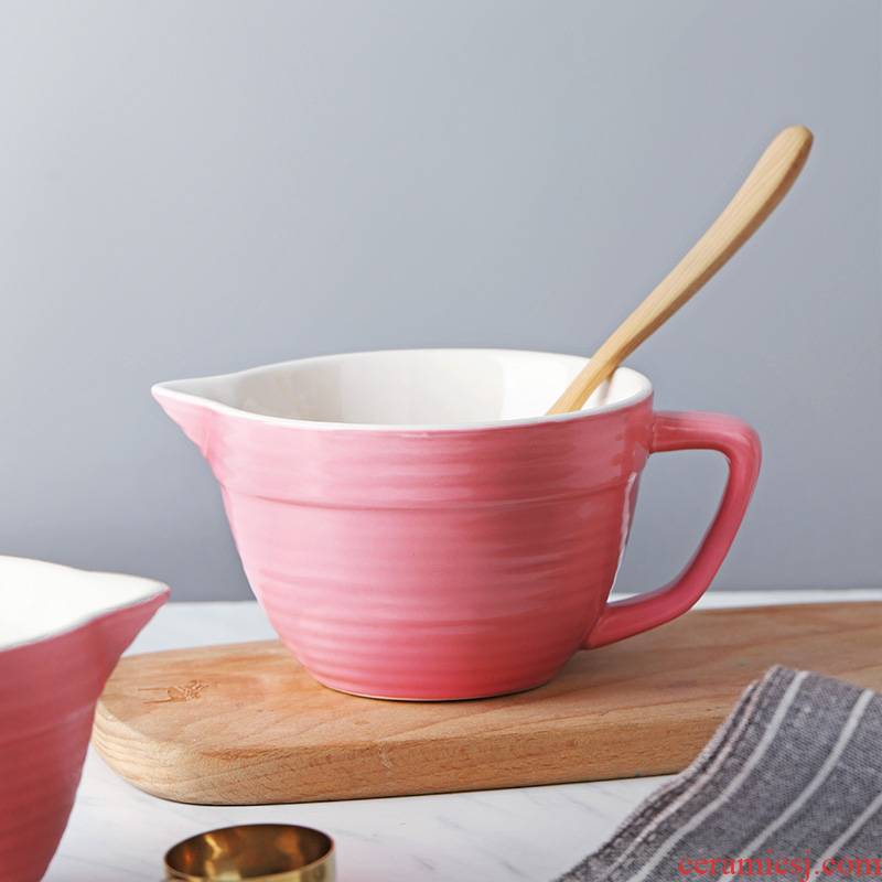 Web celebrity small ceramic bowl of egg bowl for adjustable batter drainage belt mixing bowl with the handle food bowl