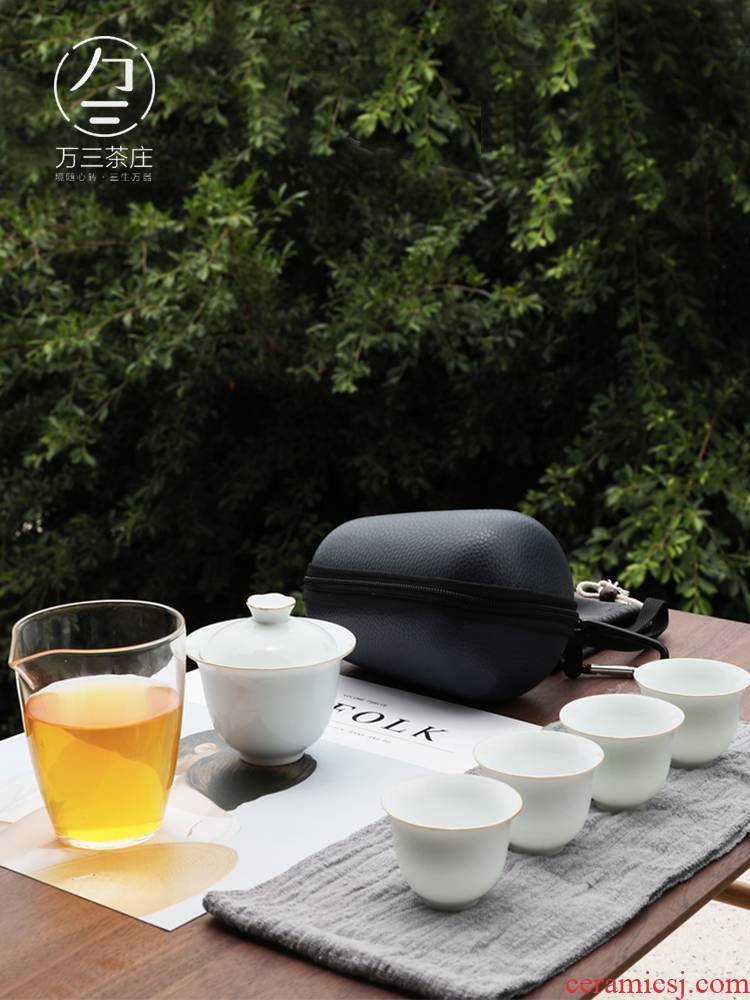Travel ceramic tea set glass crack a pot of creative home portable tureen fourth Japanese cups