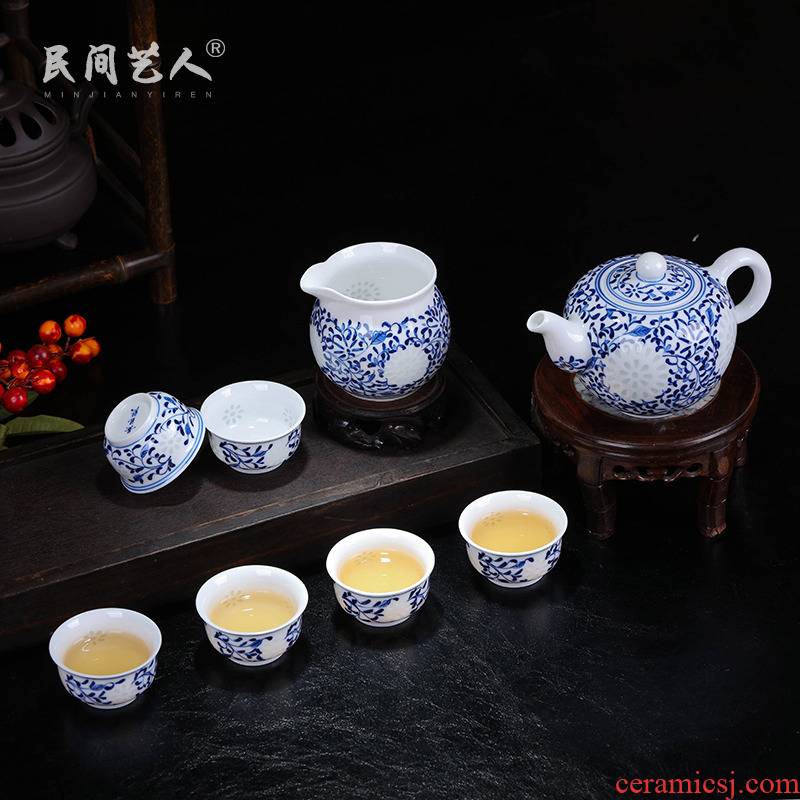 Jingdezhen porcelain and ceramics hand - made tea set kung fu tea cup teapot set fair keller