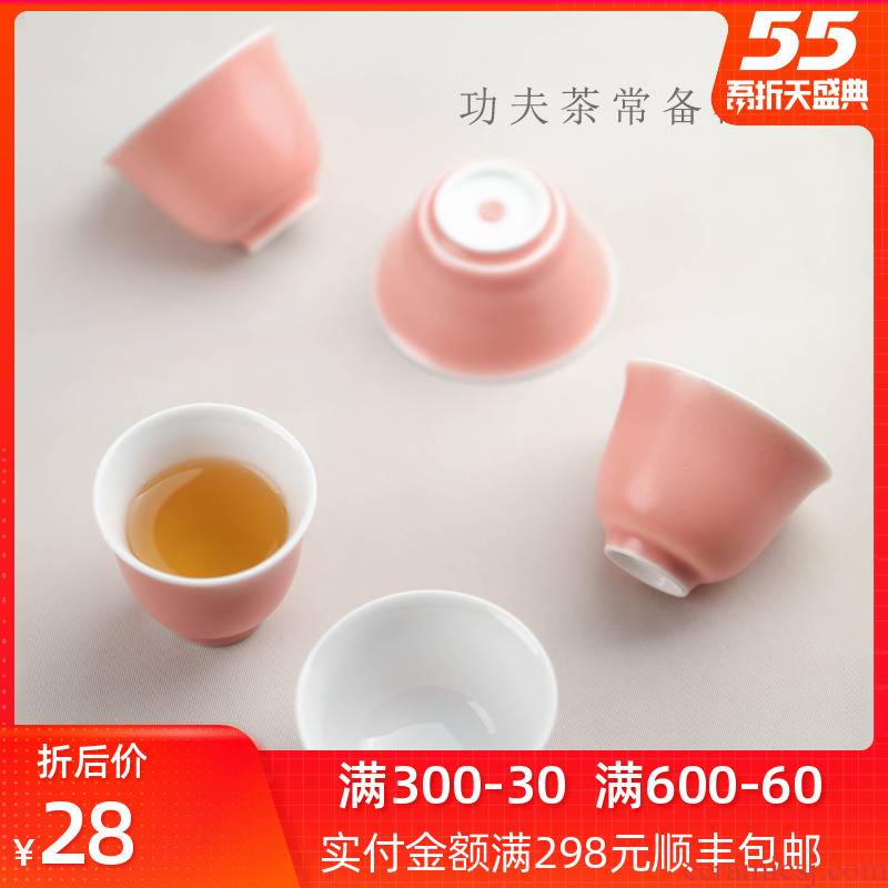 Bright tea cup "women 's singles jingdezhen ceramic kung fu tea master cup cup pink bowl sample tea cup of creative individuals