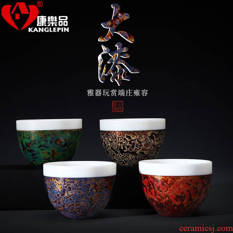 Recreational product lacquer ware jingdezhen ceramic cup tea tea set keep artist Wang Cunxu big white porcelain collection certificate